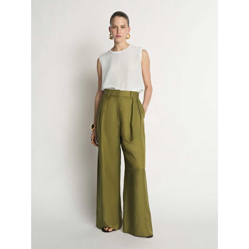 Veronika Maine Drapey Viscose Linen Wide Leg Pant image number 3